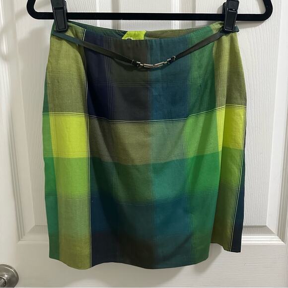 Citi by Yansi Hugel Vintage Plaid Straight Pencil Skirt w/ belt Women’s Sz 4 90s - Picture 1 of 9
